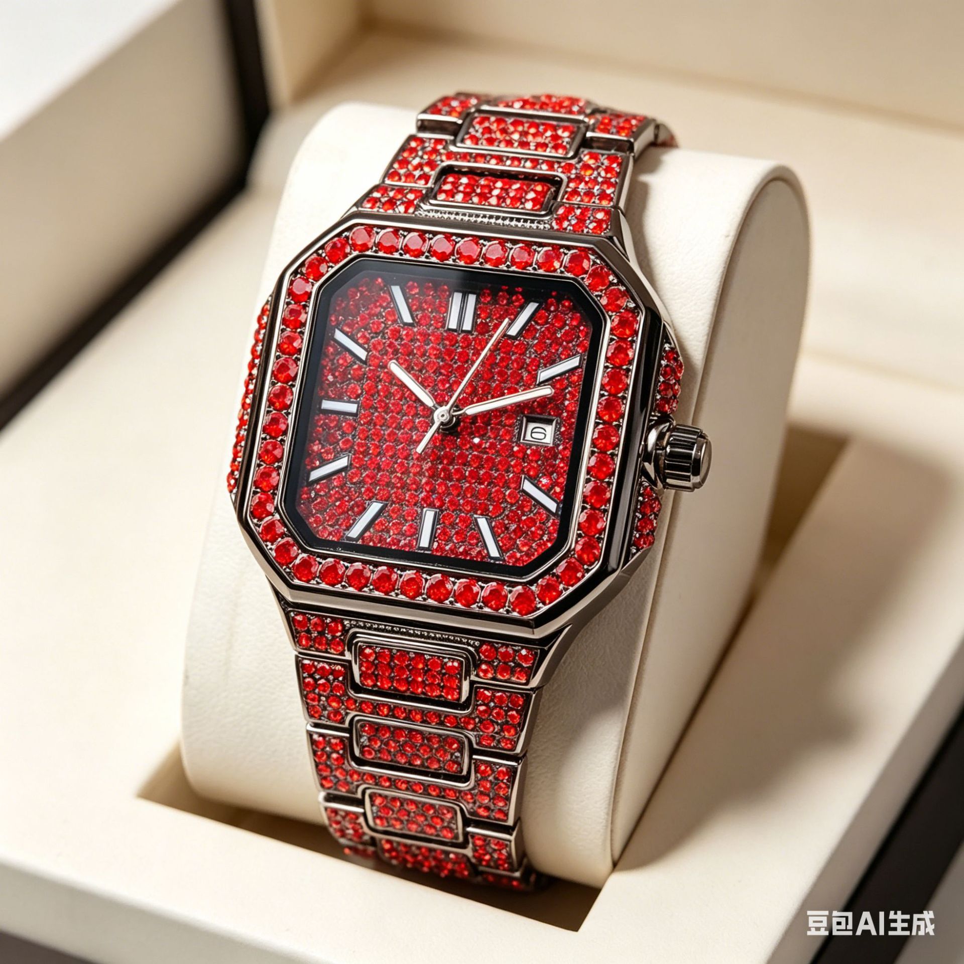 Luxury Watch Iceberg - Luksusowy kwadratowy zegarek kwarcowy z diamentami