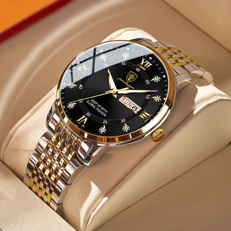 Luxury Watch Top 10 - POEDAGAR Męski Zegarek Top Marki Stal